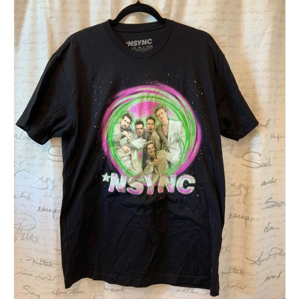 Nsync Vintage Y2K Band Tee Graphic T-Shirt Neon Print Men's Size Large L